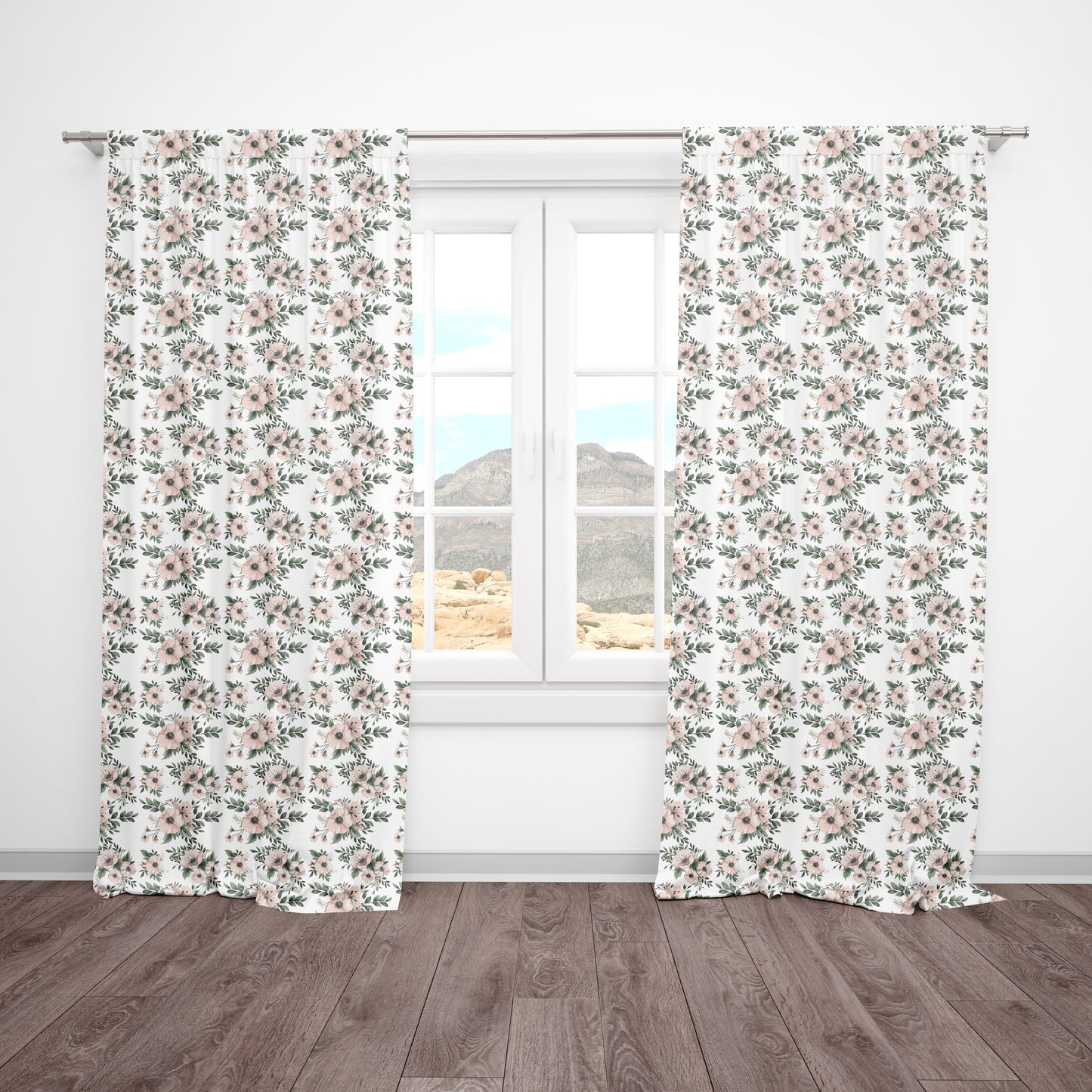 CURTAINS - BLUSH PINK SAGE FLORAL