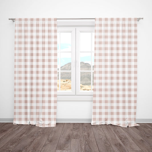 CURTAINS - PINK BLUSH GINGHAM