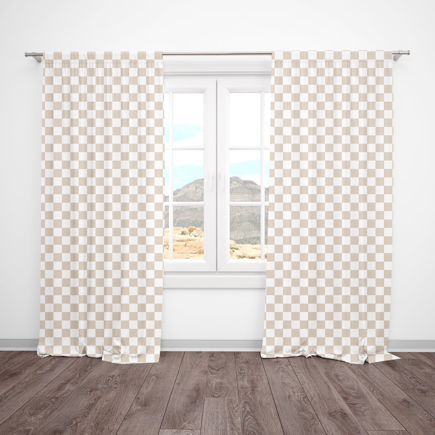 CURTAINS - TAN CHECKERED