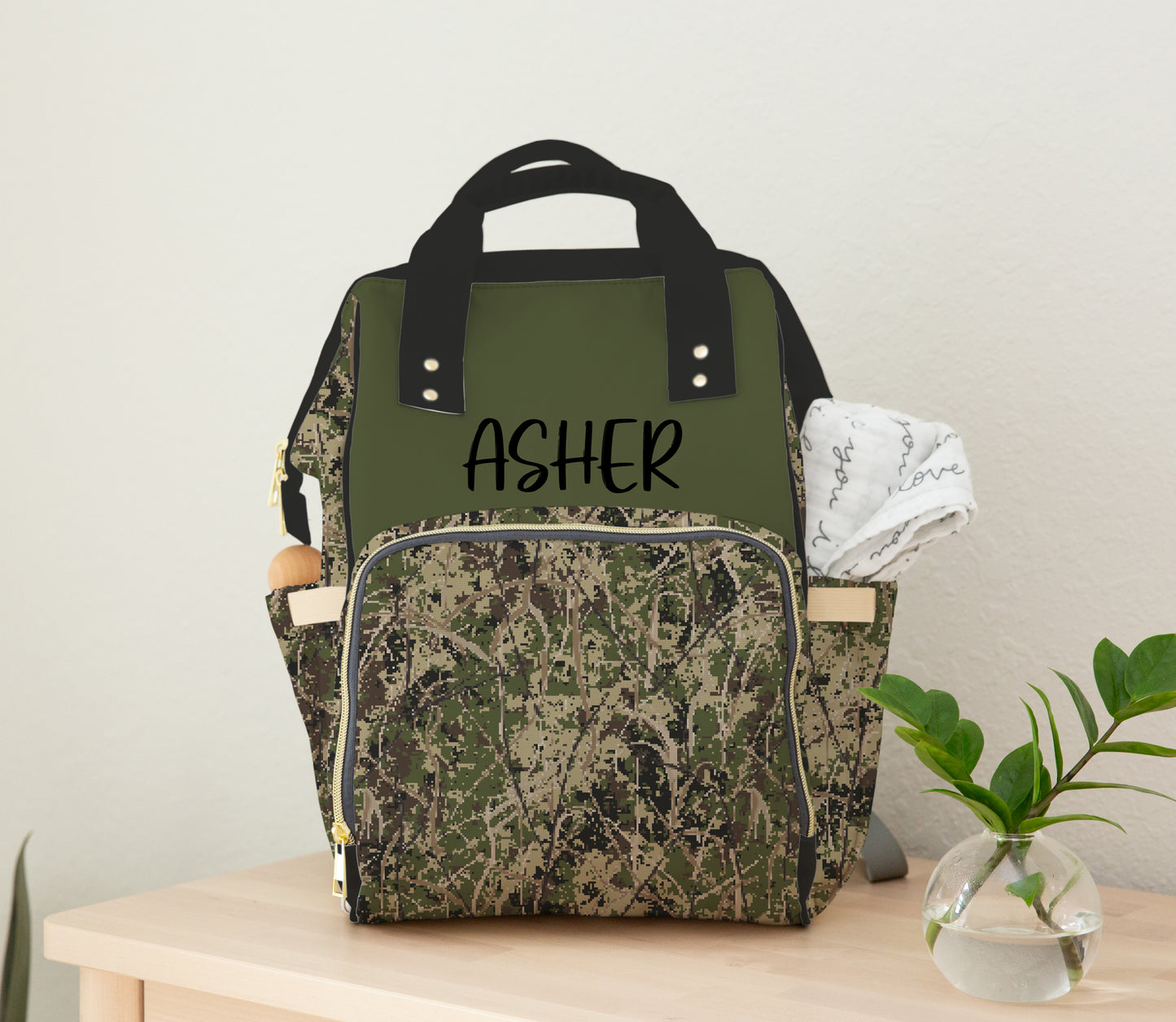 PERSONALIZED DIAPER BAG BACKPACK - HUNTING CAMO