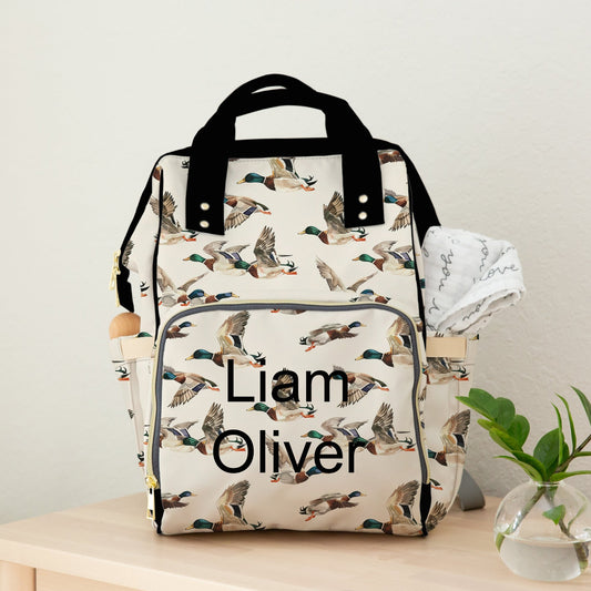 PERSONALIZED DIAPER BAG BACKPACK | WATERCOLOR MALLARD DUCK