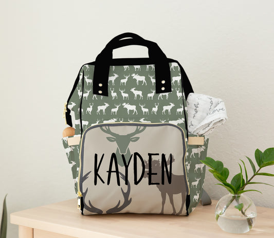 PERSONALIZED DIAPER BAG BACKPACK - WOODLAND BUCK