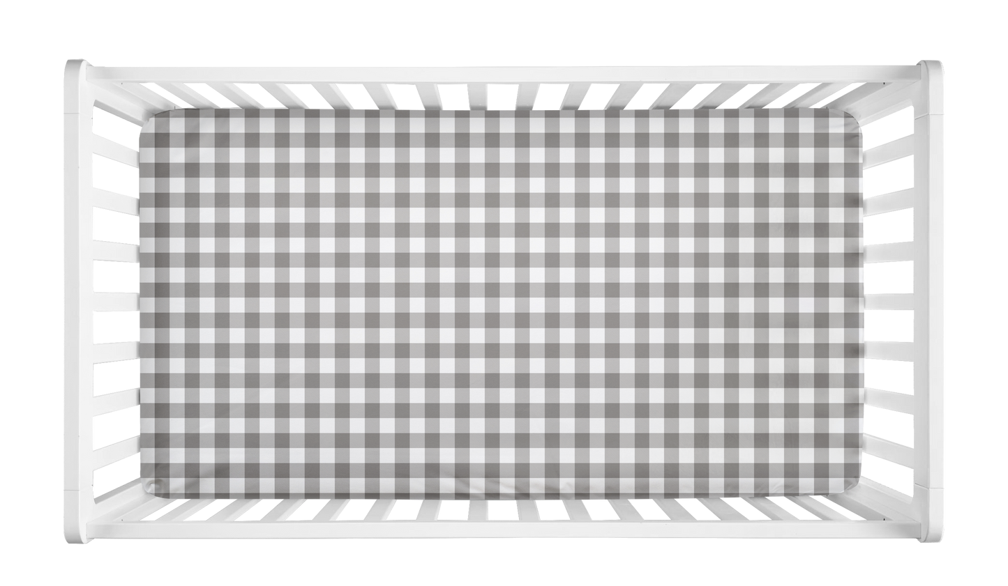 CRIB SHEET NEUTRAL GINGHAM