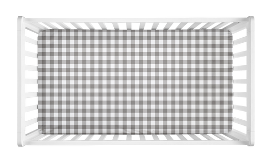 CRIB SHEET NEUTRAL GINGHAM