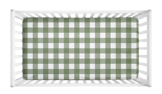 CRIB SHEET - DARK SAGE GREEN BUFFALO PLAID