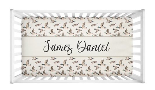 CRIB SHEET - PERSONALIZED MALLARD DUCK