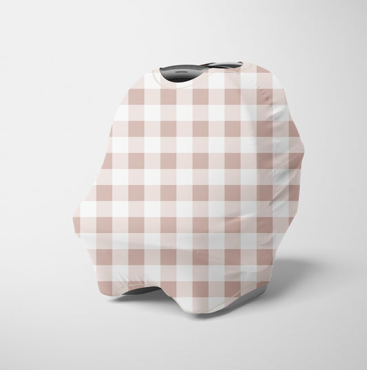 CAR SEAT COVER - BLUSH PINK GINGHAM