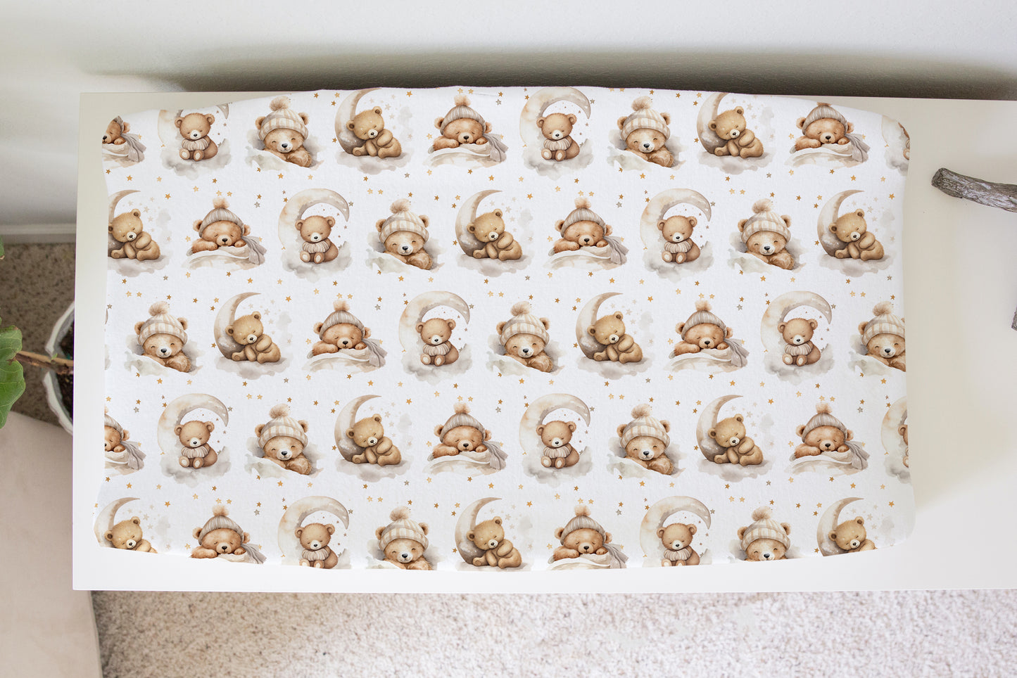 CHANGE PAD COVER - NEUTRAL TEDDY BEARS