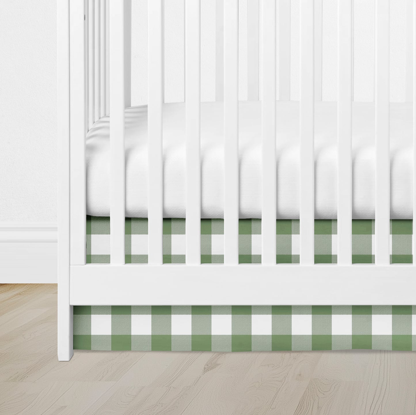 CRIB SKIRT - DARK SAGE GREEN BUFFALO PLAID