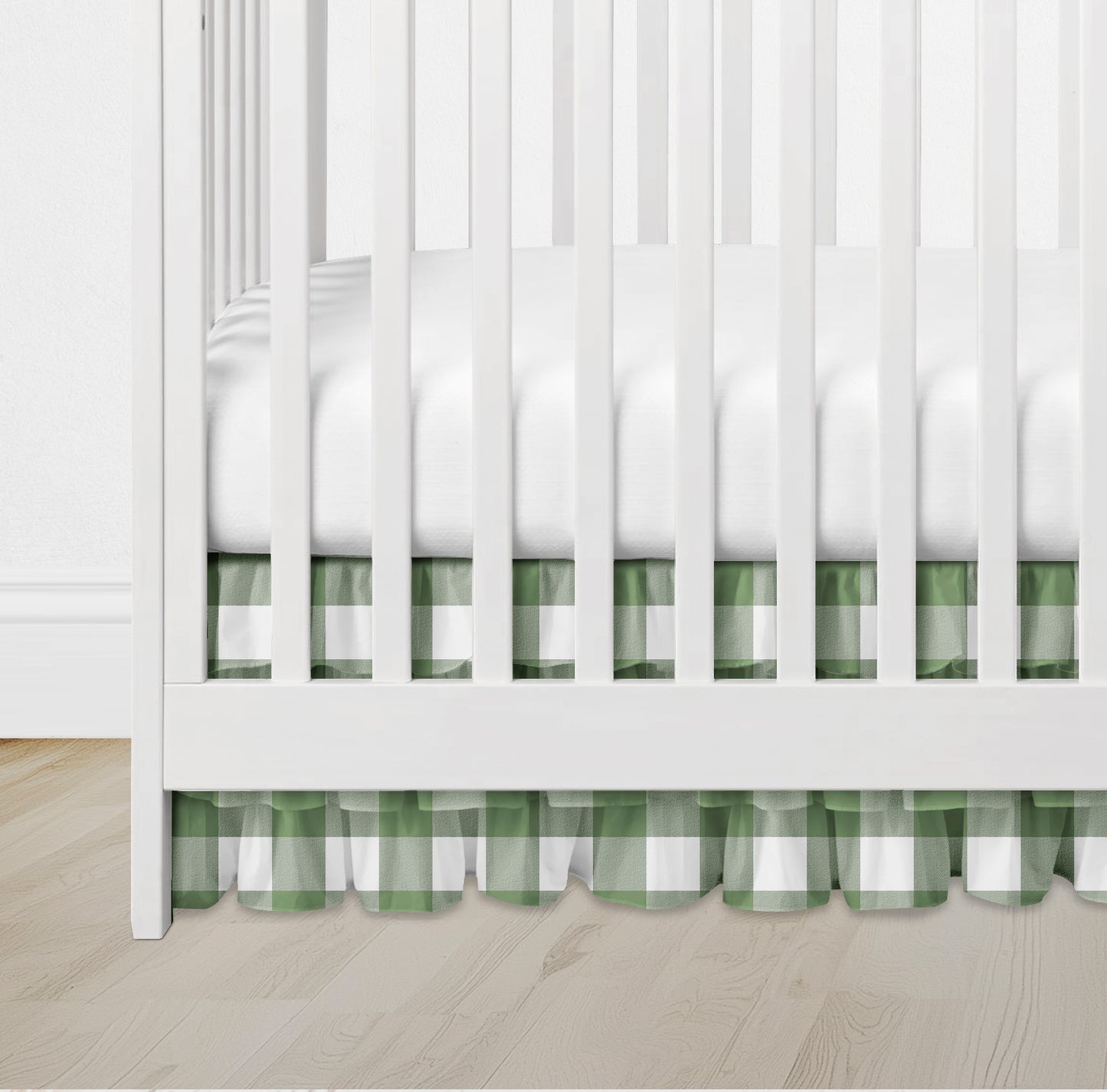 CRIB SKIRT - DARK SAGE GREEN BUFFALO PLAID