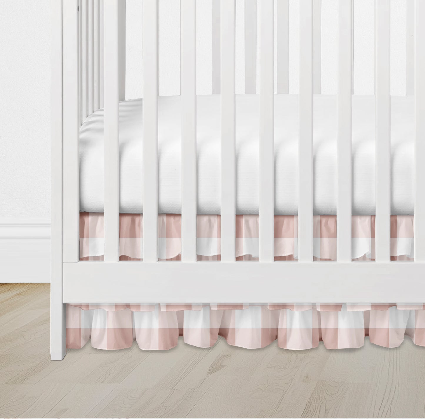 CRIB SKIRT - PINK BLUSH GINGHAM