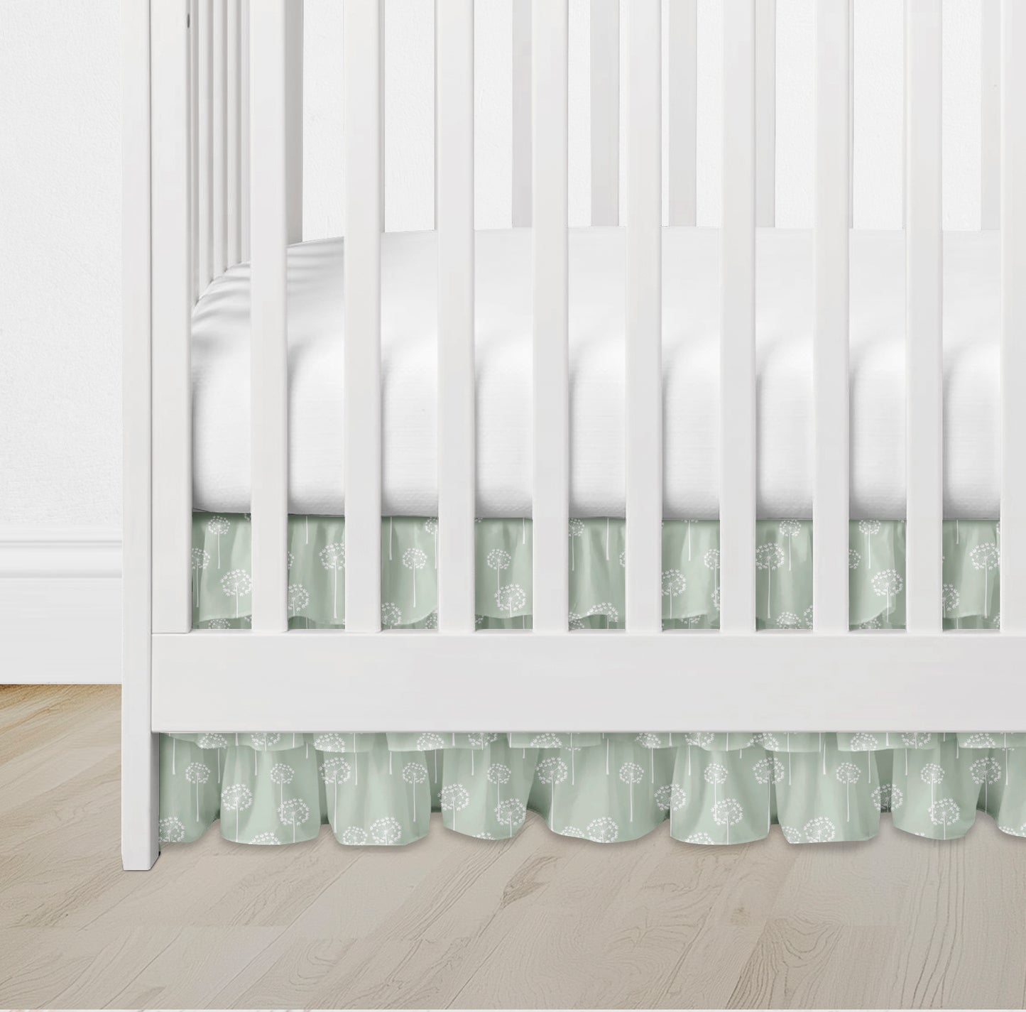 CRIB SKIRT - SAGE GREEN DANDELION