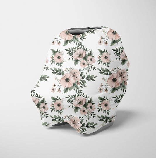 CAR SEAT COVER - BLUSH PINK SAGE FLORAL