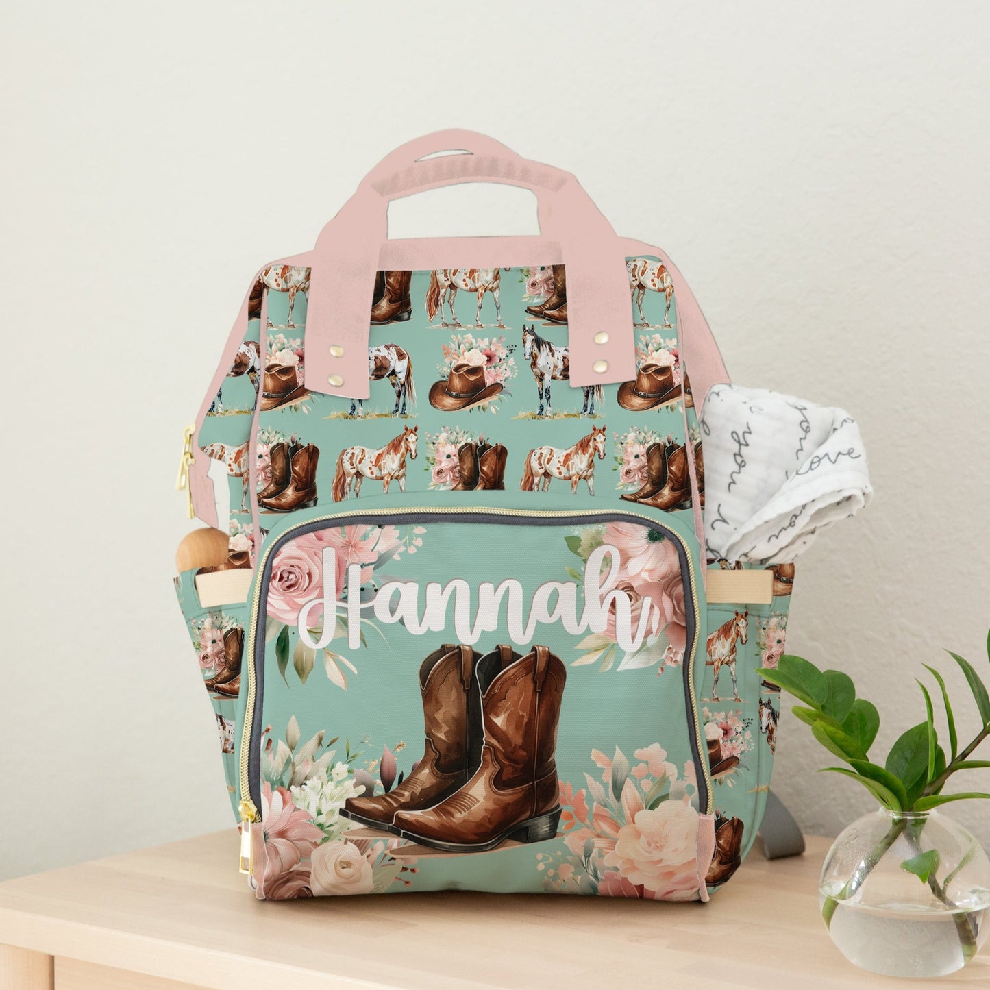 PERSONALIZED DIAPER BAG BACKPACK | PAINT HORSE COWGIRL