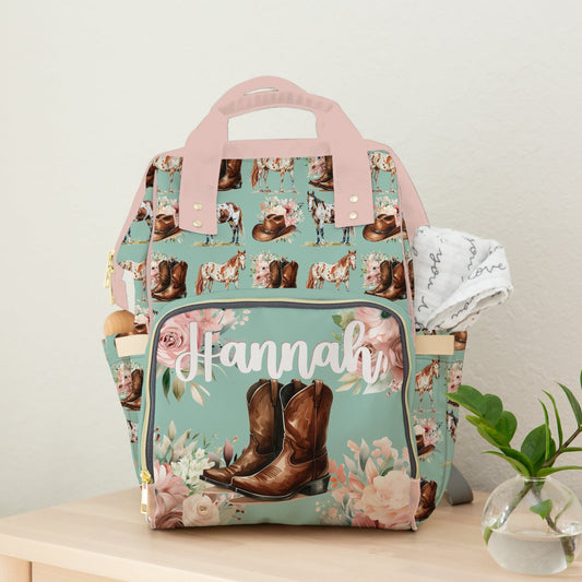 PERSONALIZED DIAPER BAG BACKPACK | PAINT HORSE COWGIRL
