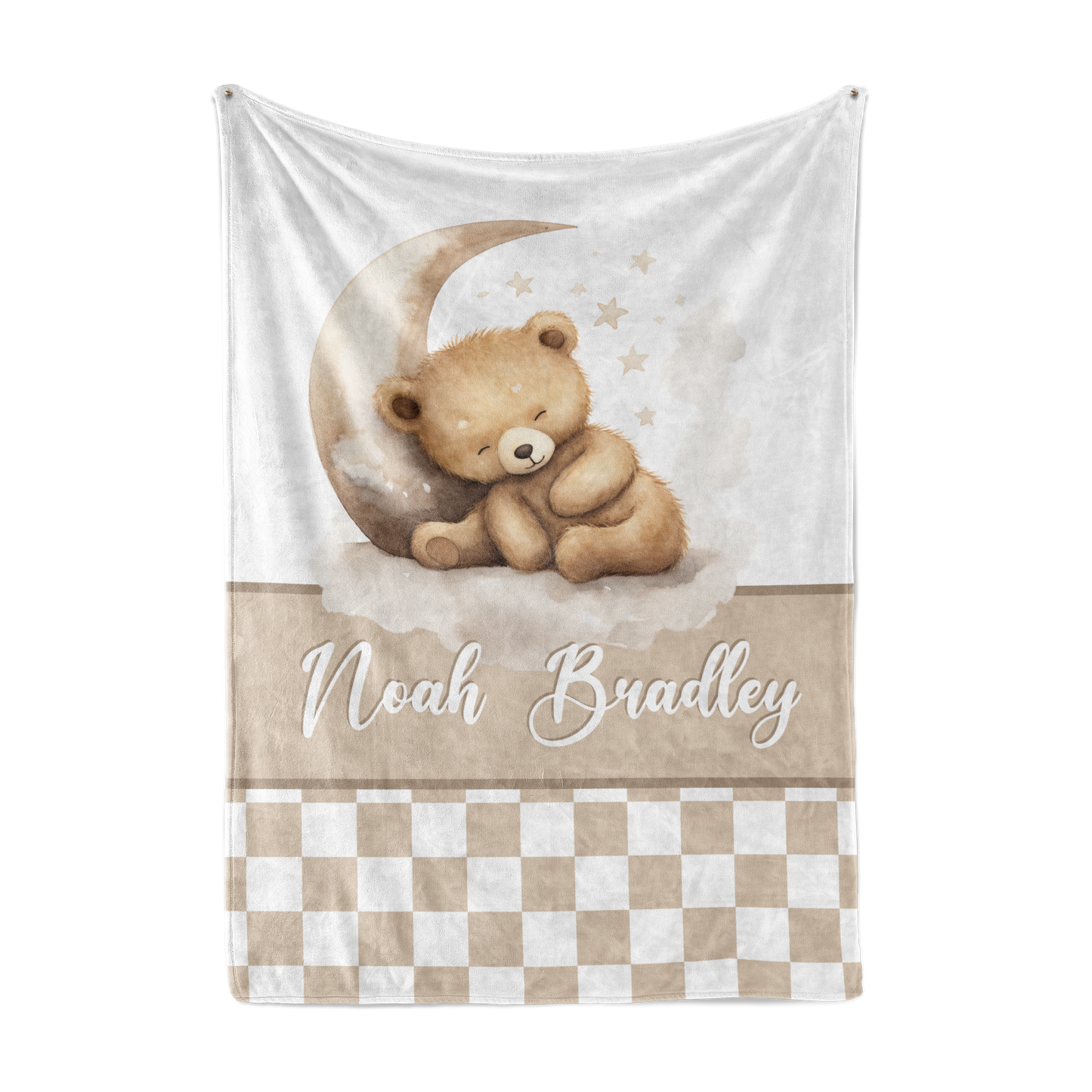 CUDDLE BLANKET - PERSONALIZED NEUTRAL TEDDY BEAR