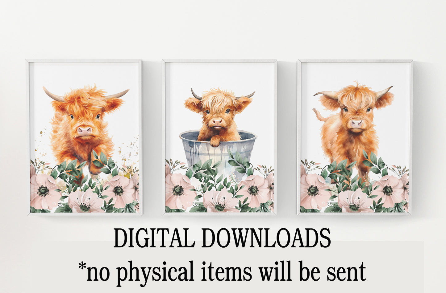 HIGHLAND COWS PINK FLORAL (DIGITAL DOWNLOAD)