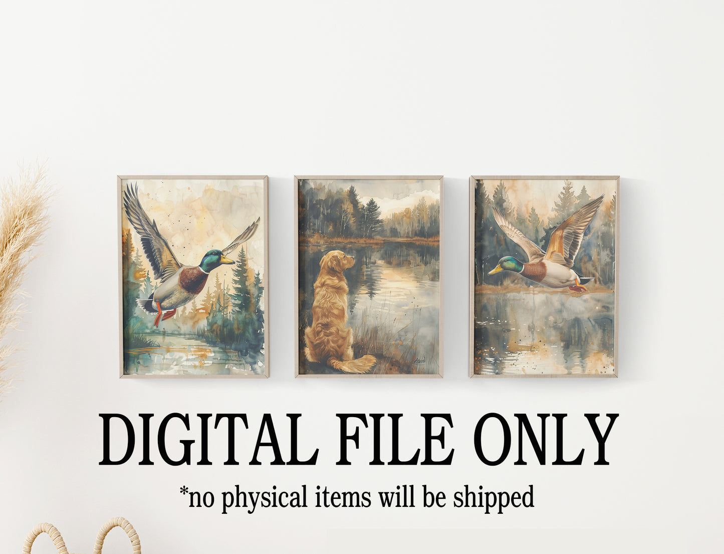 MALLARD DUCK & DOG WALL PRINTS (DIGITAL DOWNLOAD)