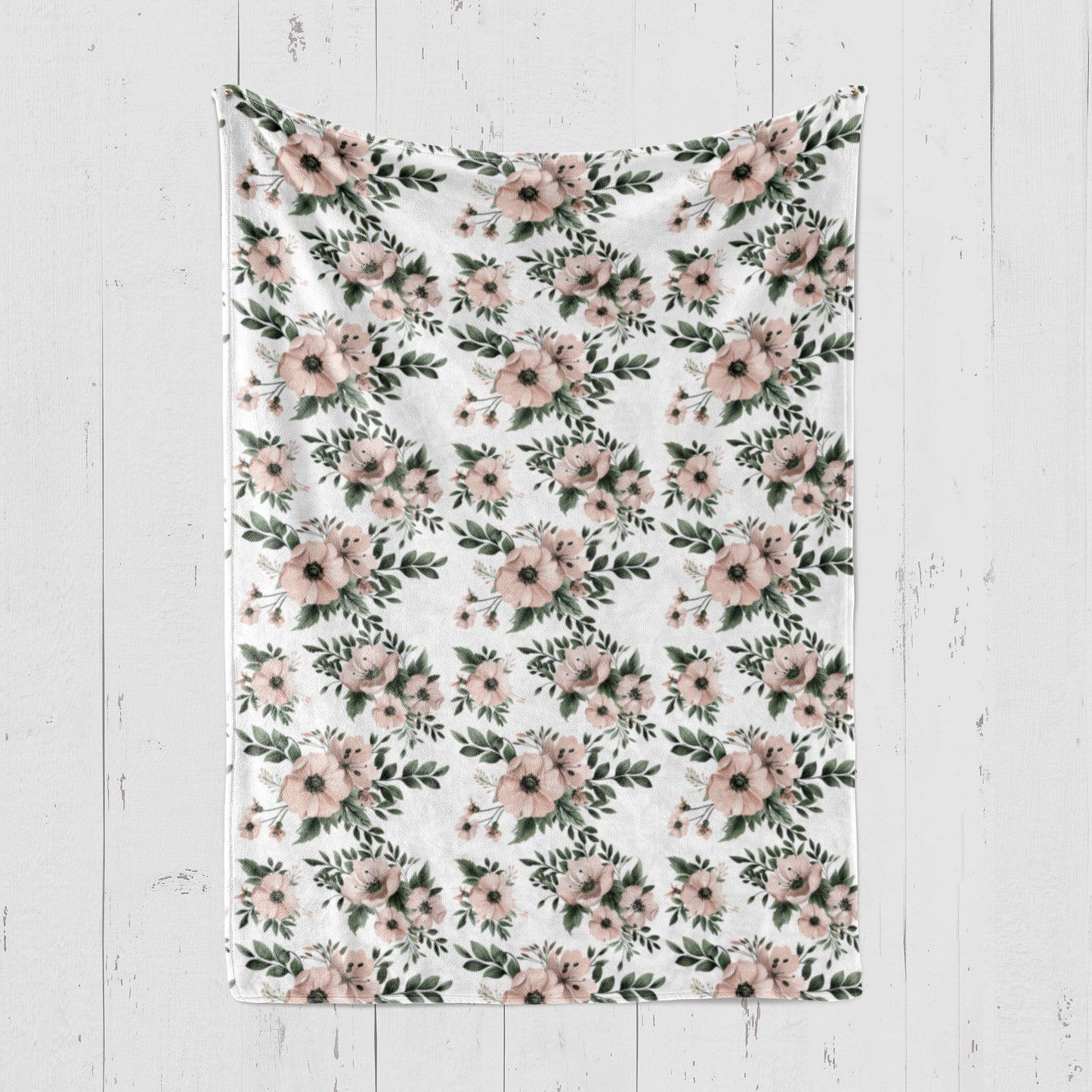 BLANKET - BLUSH PINK AND SAGE FLORAL