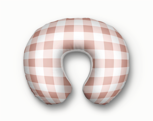 NURSING PILLOW COVER - BLUSH PINK GINGHAM
