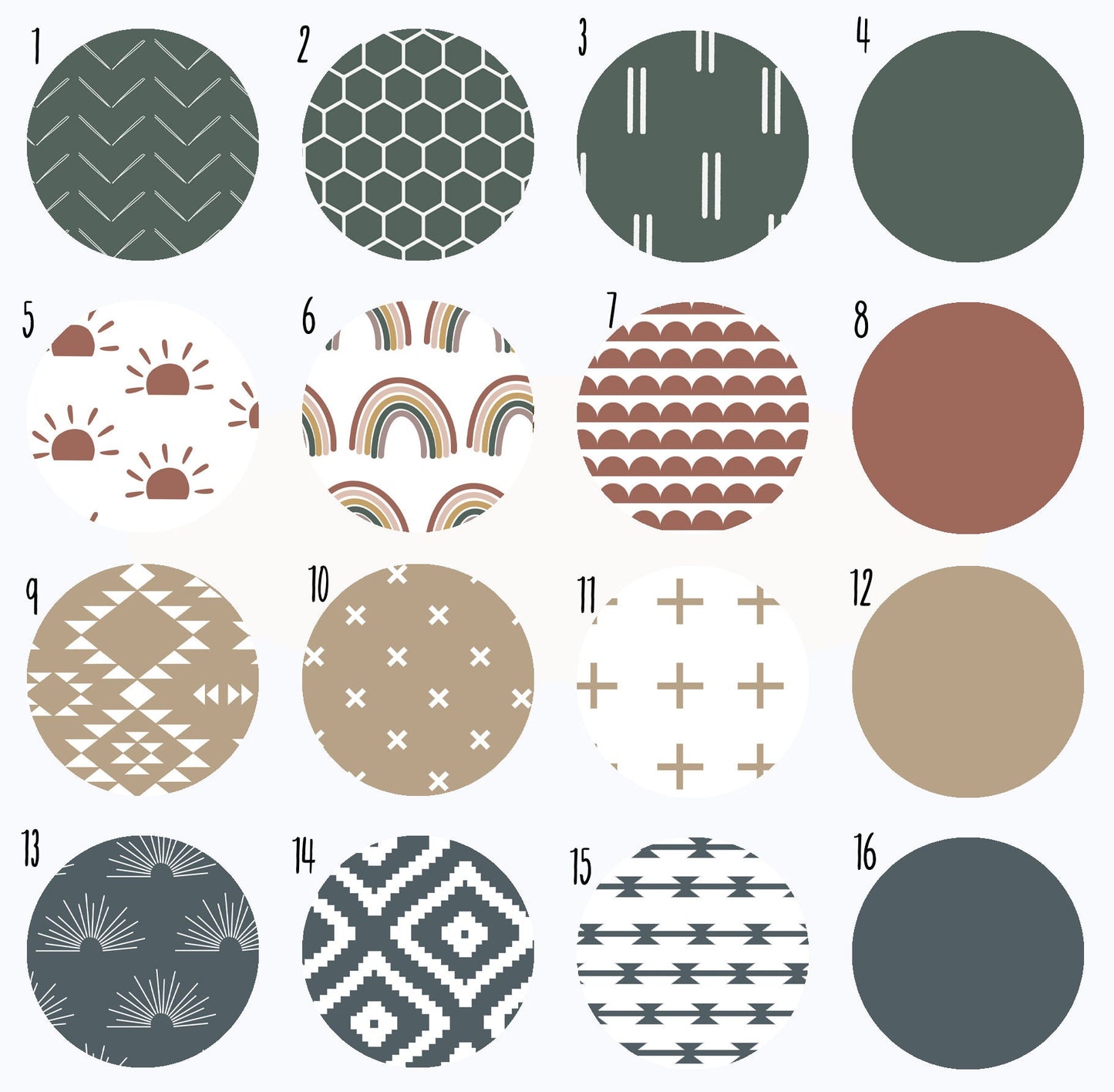 Custom Nursery Decor and Crib Bedding - Choose Your Own Patterns - Earth Tones and Modern Designs
