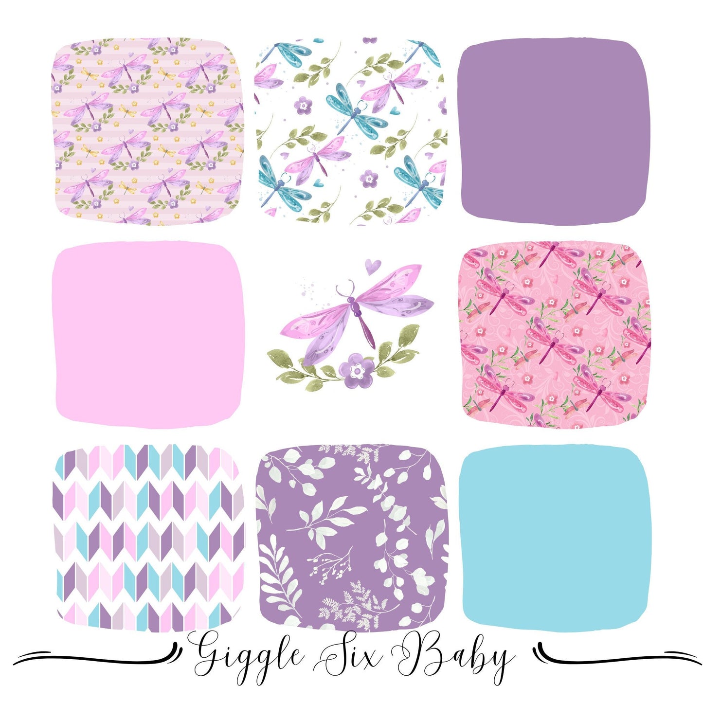 Dragonfly Crib Bedding, Girl Nursery Baby Bedding, Pink Aqua Purple Crib Bedding Patterns, Custom Baby Bedding Dragonflies