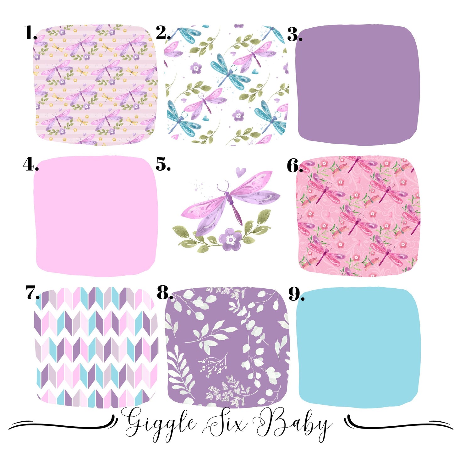 Dragonfly Crib Bedding, Girl Nursery Baby Bedding, Pink Aqua Purple Crib Bedding Patterns, Custom Baby Bedding Dragonflies