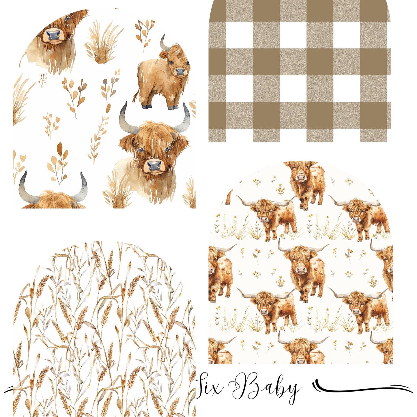 Cow Nursery Crib Bedding, Baby Bedding for Highland Cows Nursery, Mix and Match Crib Set, Crib Sheet, Baby Blankets, Custom Crib Bedding