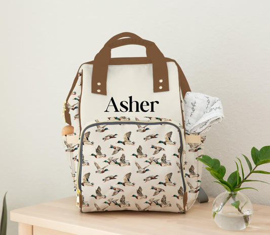 Mallard Duck personalized Diaper Bag Backpack