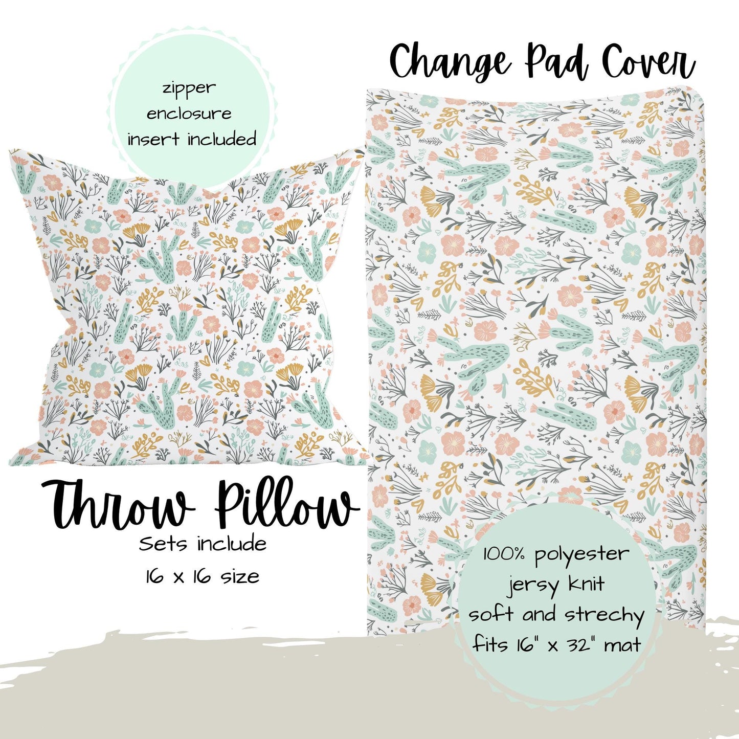 Baby Girl Crib Bedding, Boho Desert Nursery Bedding Set, Cactus Crib Set, Southwestern Baby Bedding, Custom Blanket, Baby Shower Gift