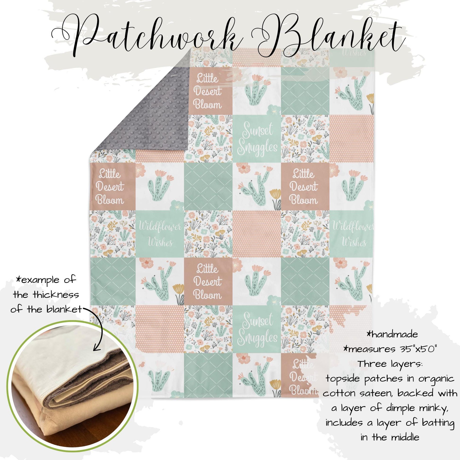 Baby Girl Crib Bedding, Boho Desert Nursery Bedding Set, Cactus Crib Set, Southwestern Baby Bedding, Custom Blanket, Baby Shower Gift