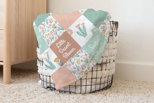 Desert Blanket, Cactus Baby Blanket, Minky Blanket, Soft Cuddle Blanket, Baby Girl Shower Gift