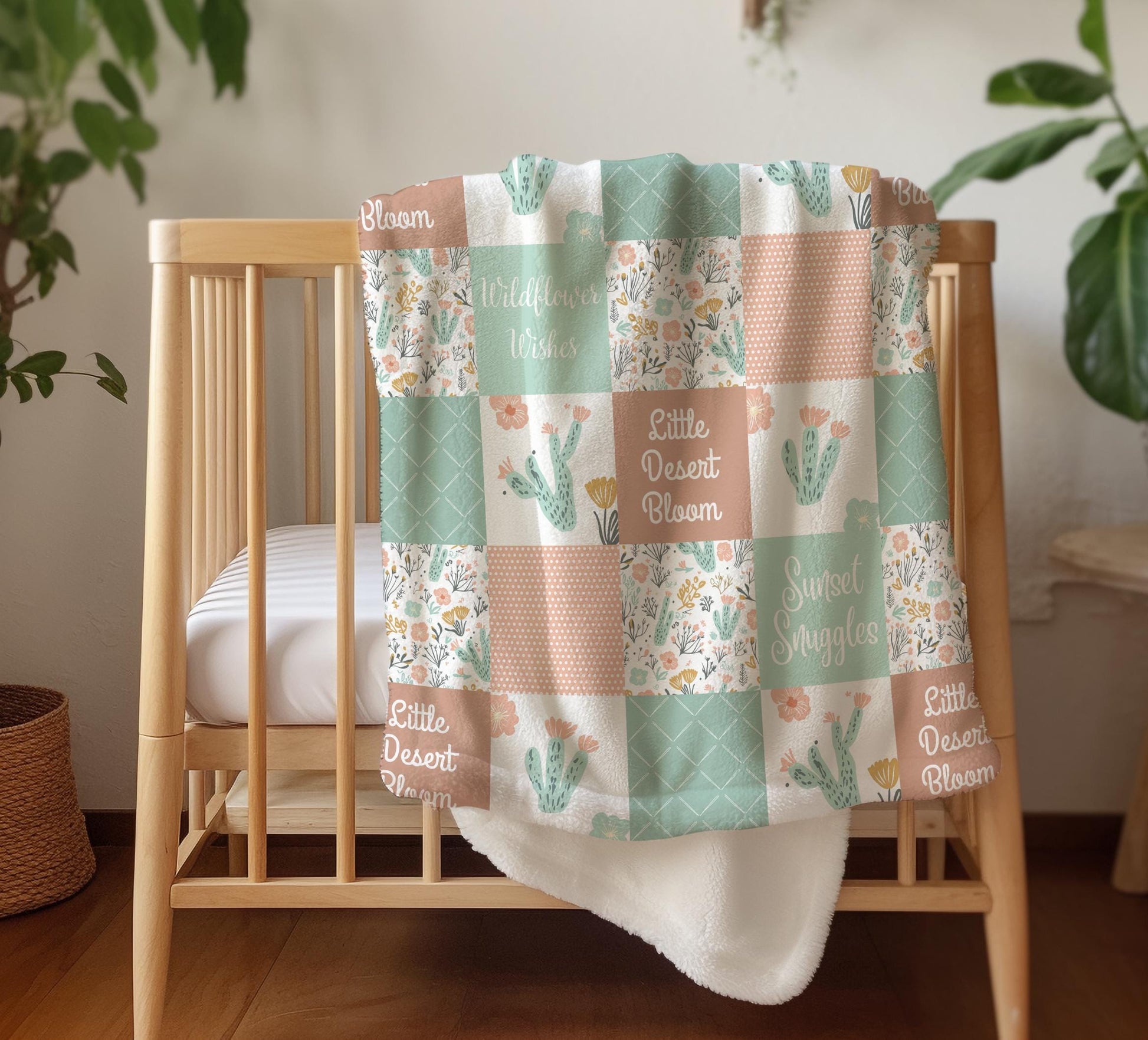 Desert Blanket, Cactus Baby Blanket, Minky Blanket, Soft Cuddle Blanket, Baby Girl Shower Gift