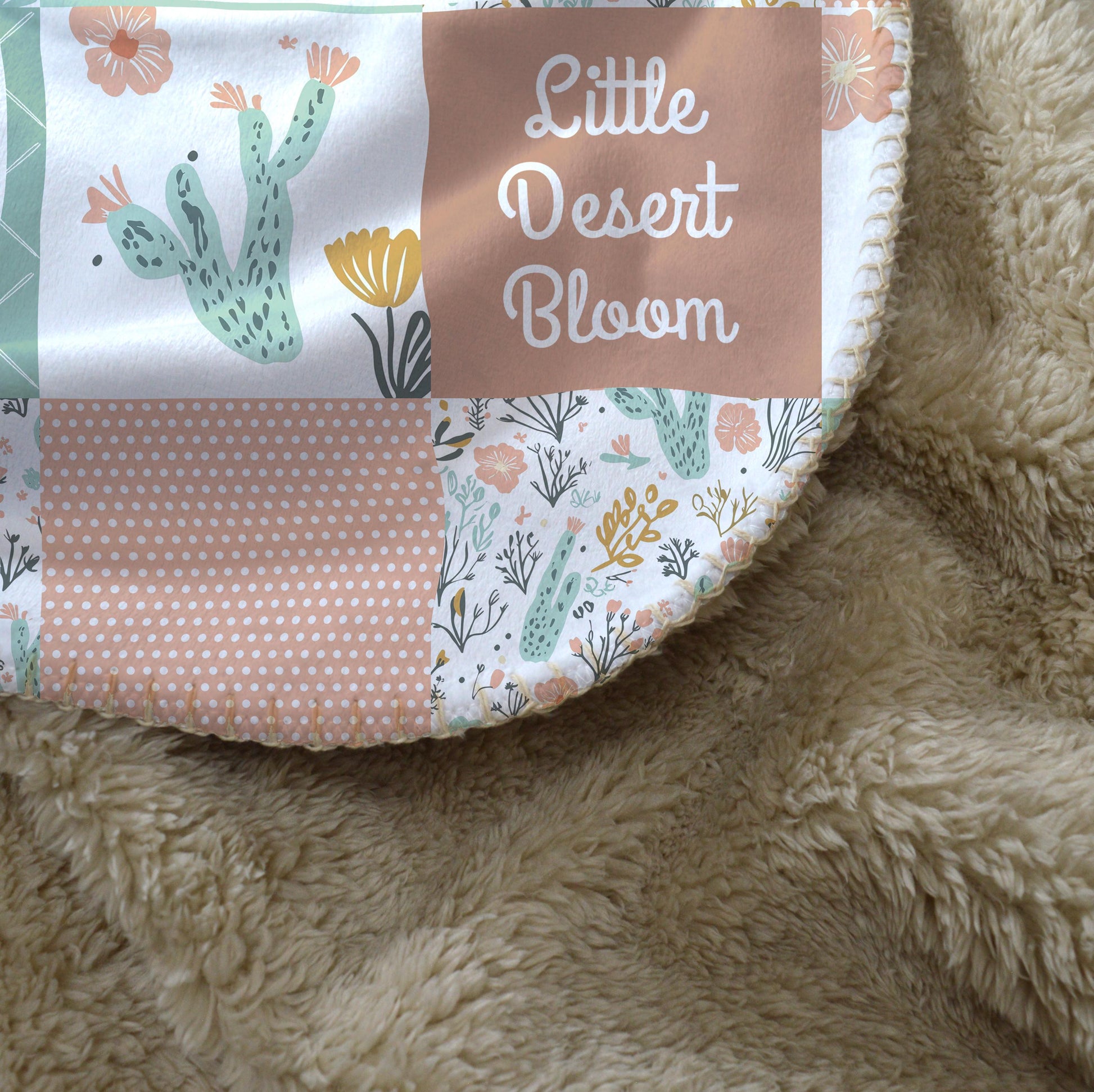 Desert Blanket, Cactus Baby Blanket, Minky Blanket, Soft Cuddle Blanket, Baby Girl Shower Gift
