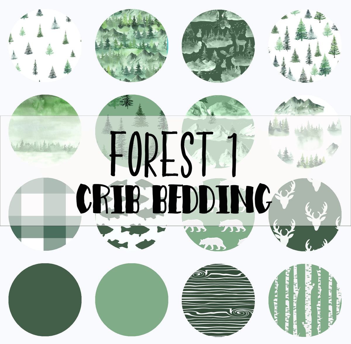 Design Your Own Baby Crib Bedding Green and White Forest Giggle