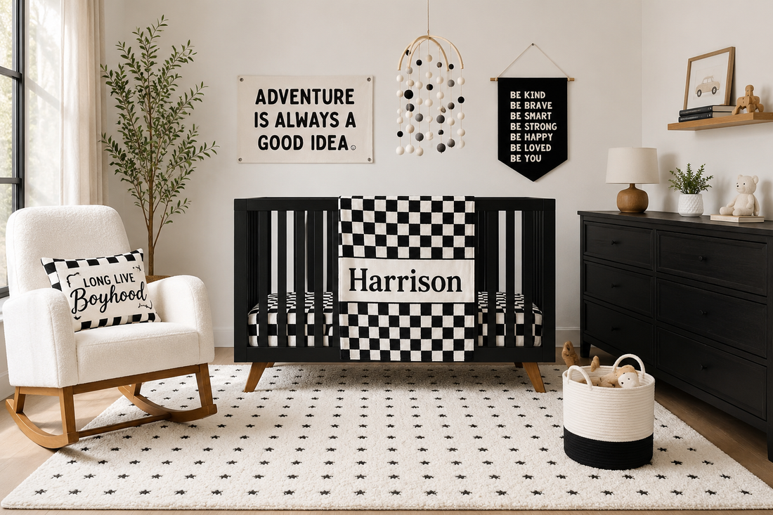 Shop the Look: Black &amp; White Checkered Boy Nursery