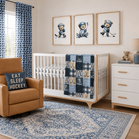 Hockey Teddy Bear Nursery Mood Board - SHOP THE LOOK