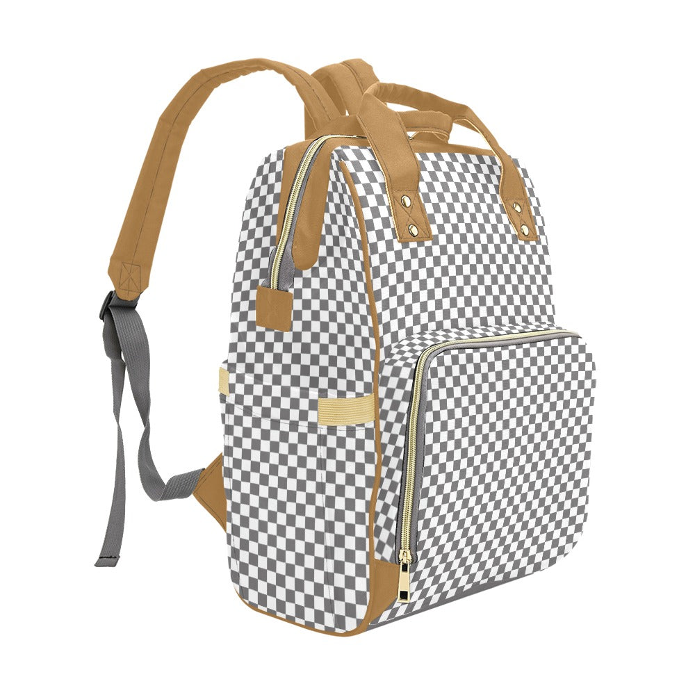 DIAPER BAG BACKPACK | GRAY CHECKERED SMALL