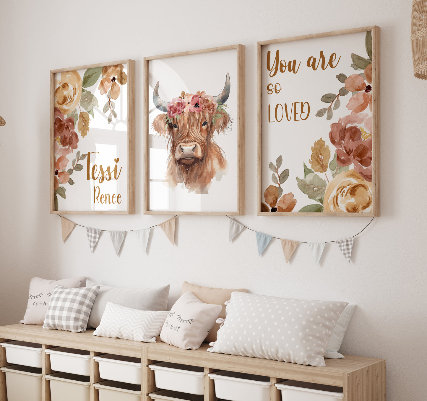 CRIB BEDDING I RUSTIC FLORAL HIGHLAND COW