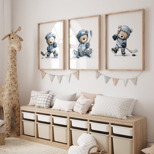 HOCKEY NURSERY PRINTS IN BLUE (DIGITAL DOWNLOAD) (Copy)