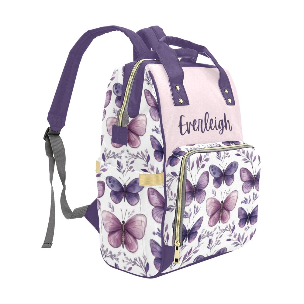 DIAPER BAG BACKPACK - PURPLE BUTTERFLY