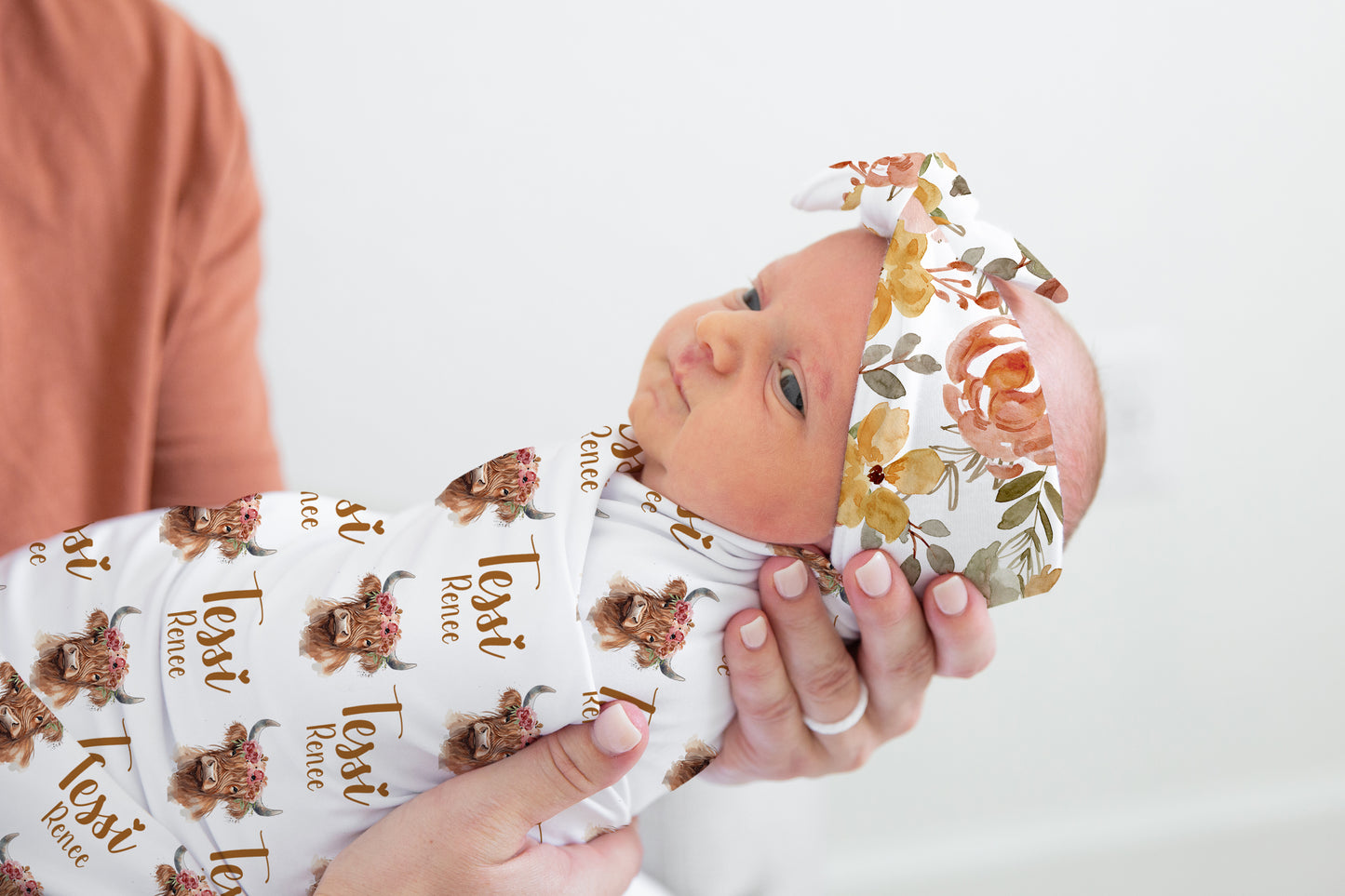 CRIB BEDDING I RUSTIC FLORAL HIGHLAND COW