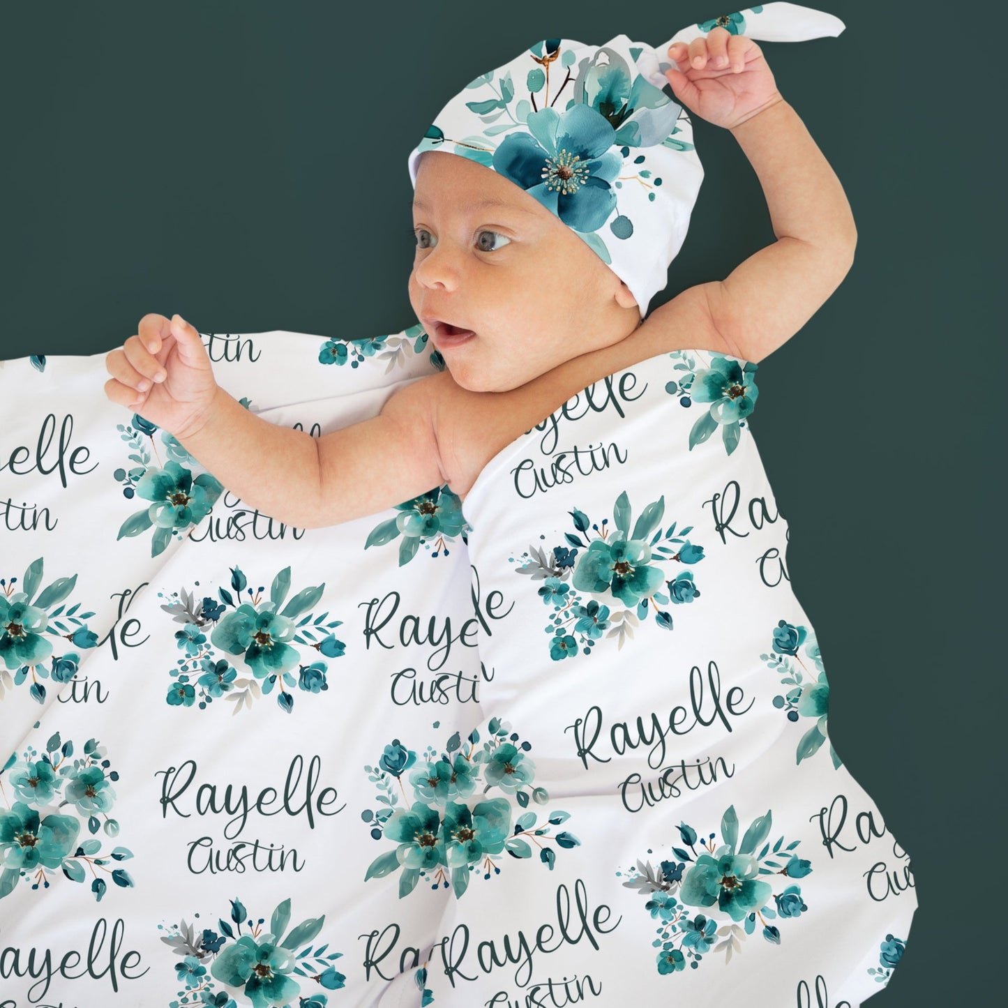 CRIB BEDDING I TEAL WATERCOLOR FLORAL