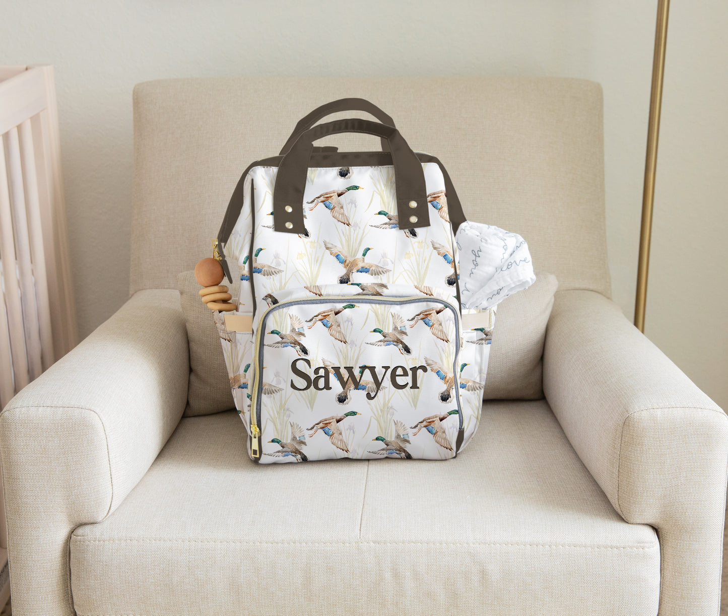 PERSONALIZED DIAPER BAG BACKPACK - MALLARD DUCKS