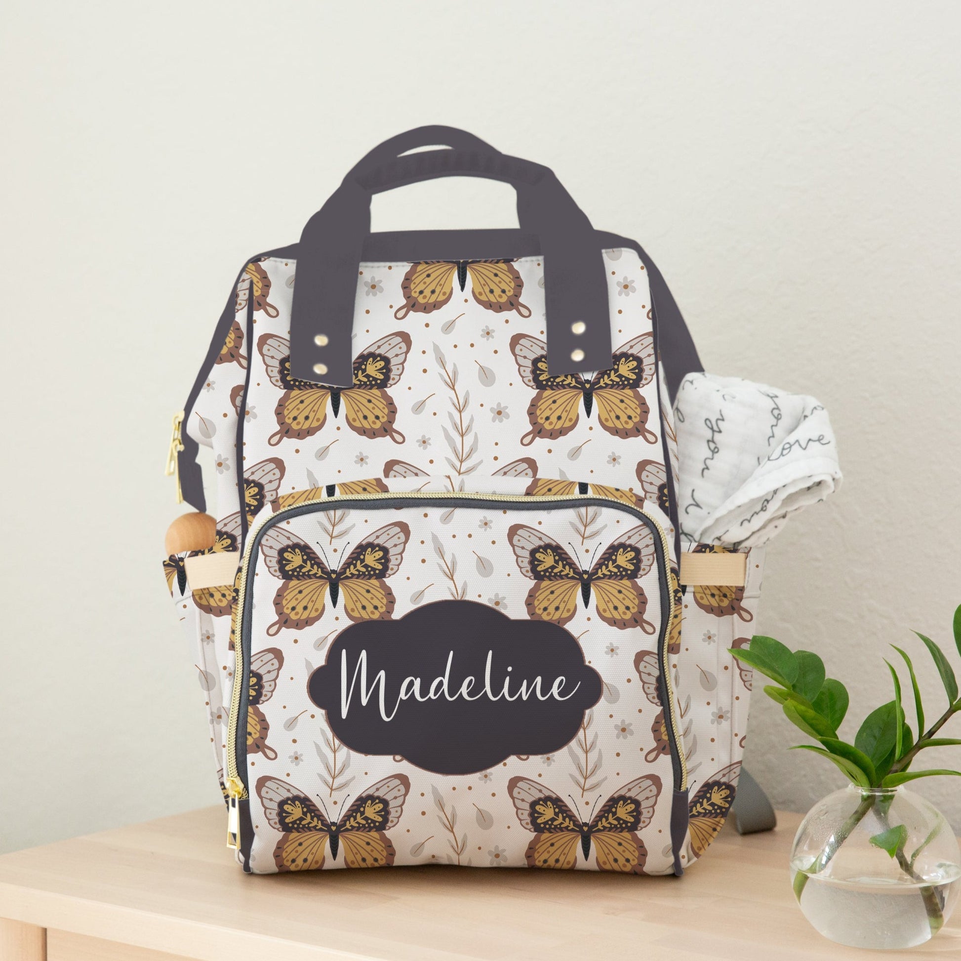 butterfly diaper bag with name