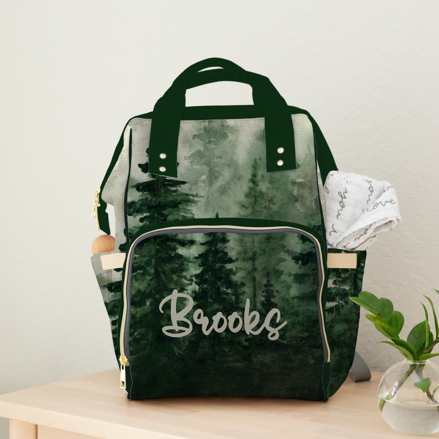 PERSONALIZED DIAPER BAG BACKPACK | WATERCOLOR FOREST