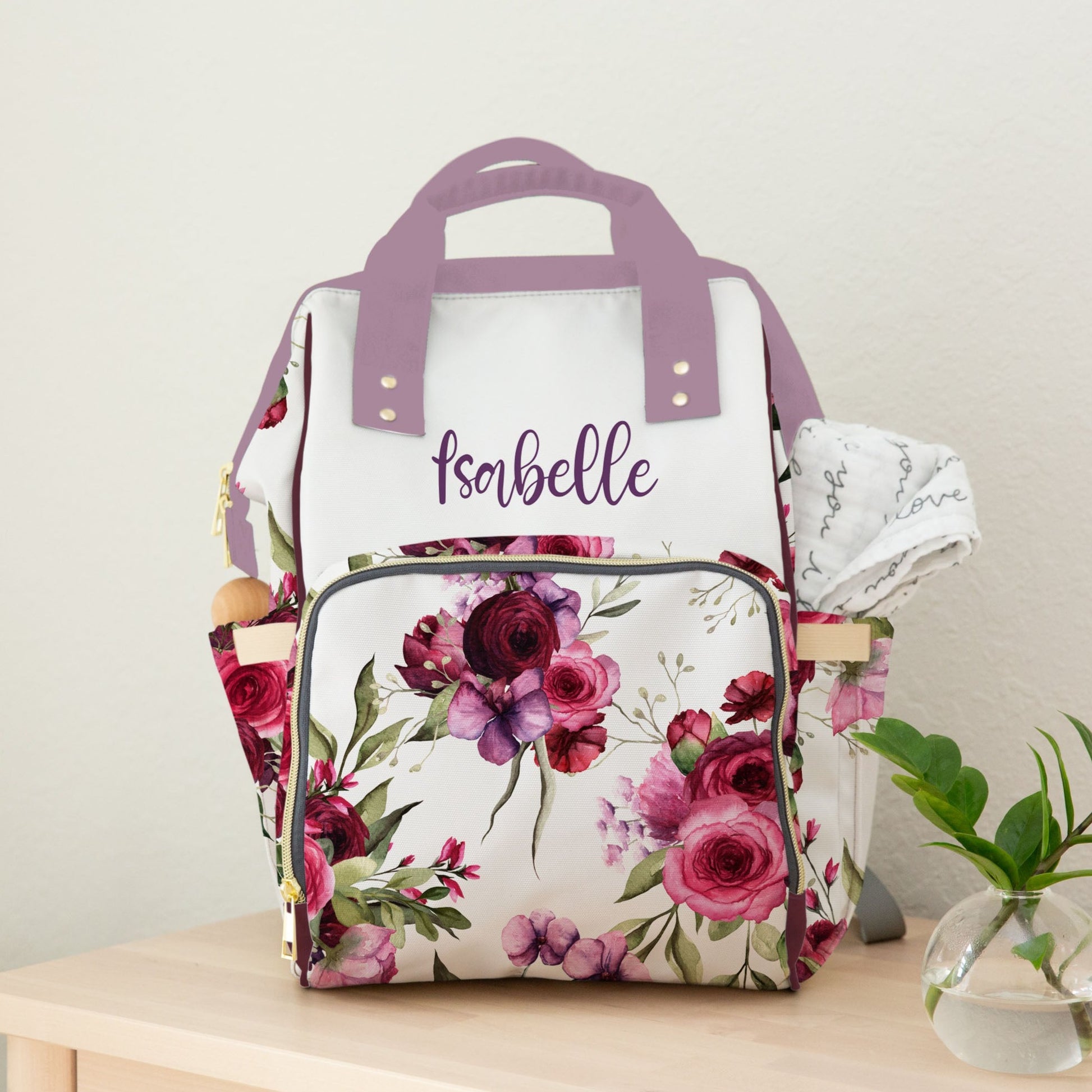 floral diaper bag with name