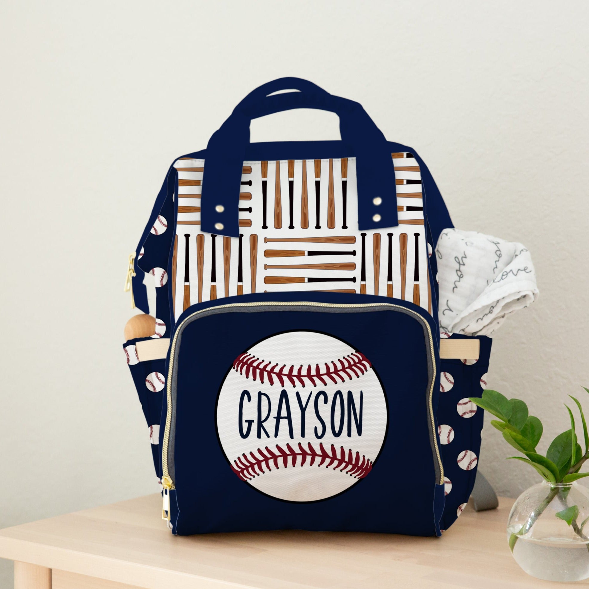 Personalized Baseball Diaper Bag Backpack