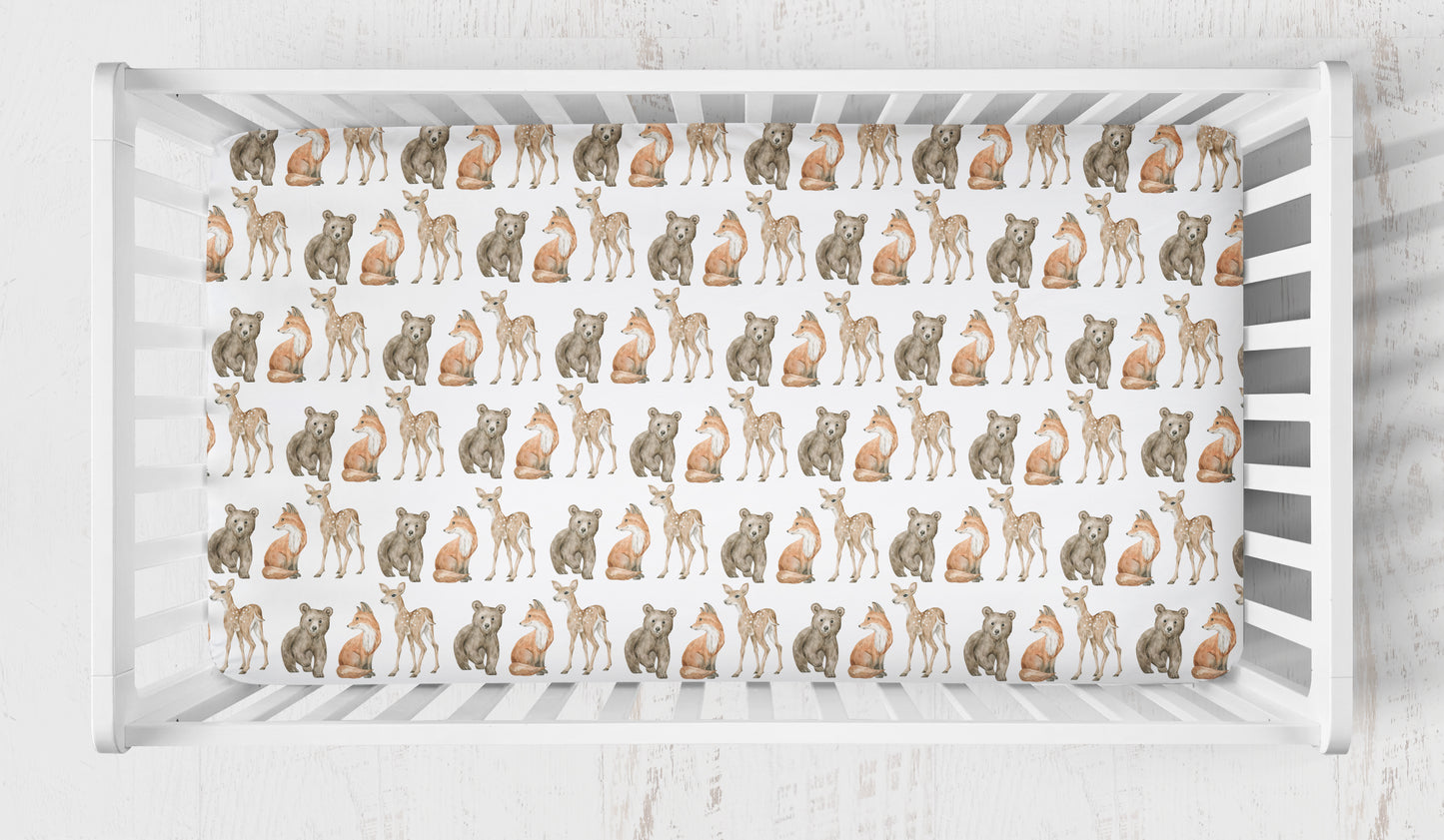 Sage Green Woodland Animals Crib Bedding Collection