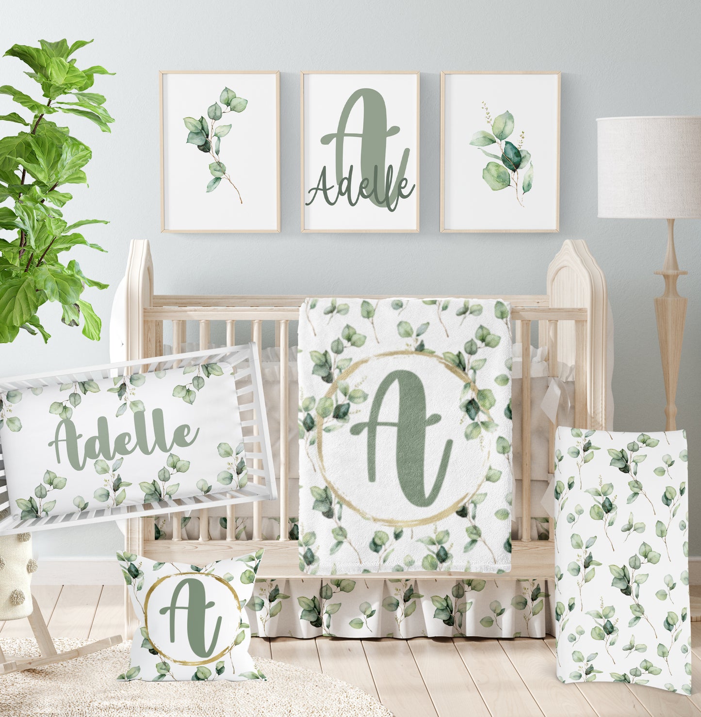 CRIB BEDDING I GREENERY PERSONALIZED